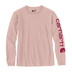 Carhartt Women's SLEEVE LOGO LONG-SLEEVE T-SHIRT Ash Rose
