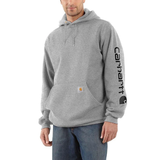 Carhartt Midweight Signature Sleeve Logo Hoodie Heather Grey - Image 2