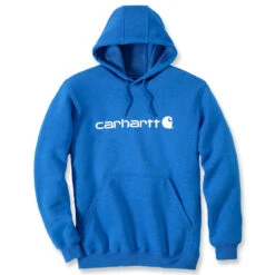 Carhartt Signature Logo Midweight Hoodie Marine Blue Heather