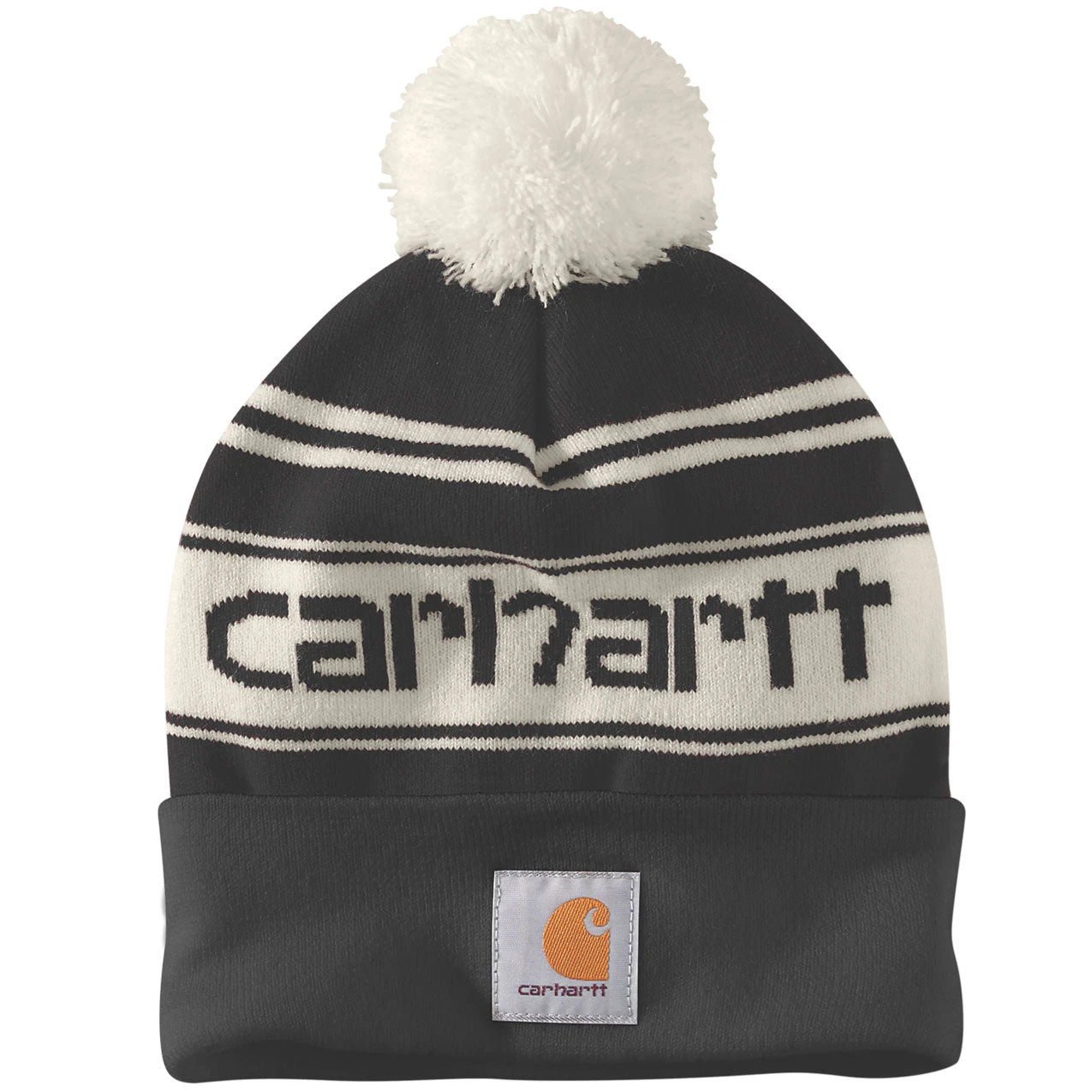 Carhartt KNIT POM POM CUFFED LOGO BEANIE Black