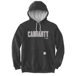 Carhartt MIDWEIGHT HOODED SWEATSHIRT Felt Logo Graphic Black