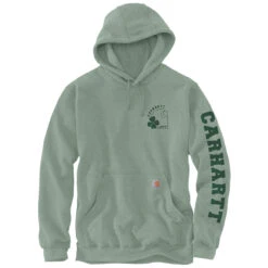 Carhartt SHAMROCK MIDWEIGHT SLEEVE GRAPHIC HOODIE Jade Heather