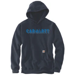 Carhartt RAIN DEFENDER MIDWEIGHT LOGO GRAPHIC HOODIE New Navy