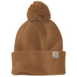 RIB KNIT POM POM BEANIE Carhartt Brown