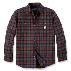 Carhartt LOOSE FIT HEAVYWEIGHT PLAID FLANNEL SHIRT Mocha