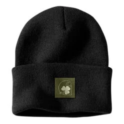 Carhartt KNIT SHAMROCK PATCH BEANIE Black