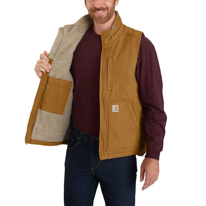 LOOSE FIT WASHED DUCK SHERPA-LINED MOCK-NECK VEST Carhartt Brown - Image 5